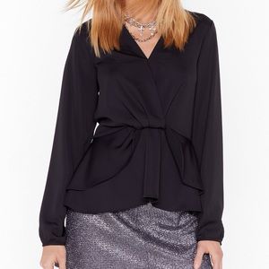 Nasty Gal Better Drape Than Never Satin Blouse